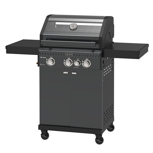Grill gazowy ZEUS-B kolor czarny ruszt żeliwny moc 11,5 kW + pokrowiec + palnik boczny