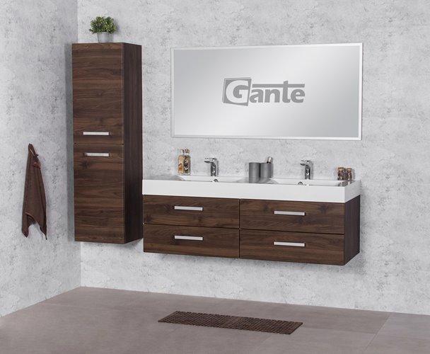 Szafka łazienkowa wisząca z umywalką 140 cm 50/4 Nela Fokus kolor orzech