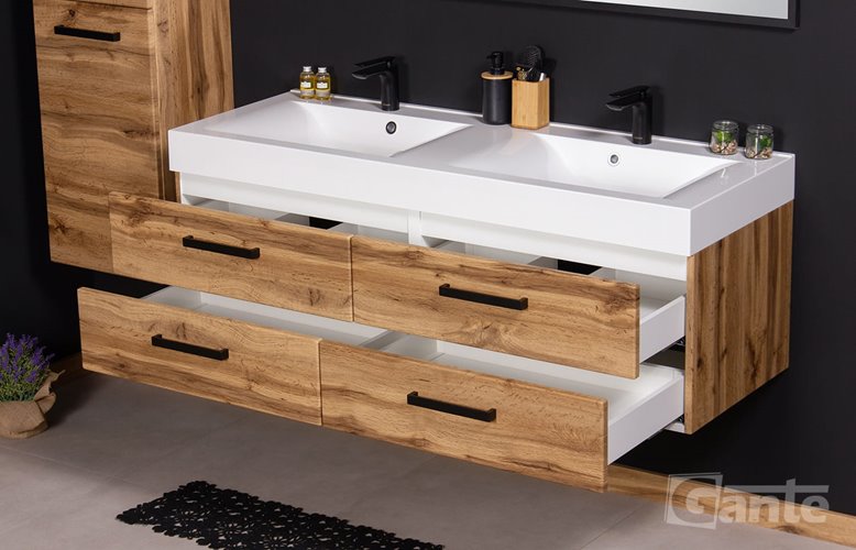 Szafka wisząca z umywalką 140 cm kolor dąb naturalny 50/4 NELA seria Fokus Loft Gante