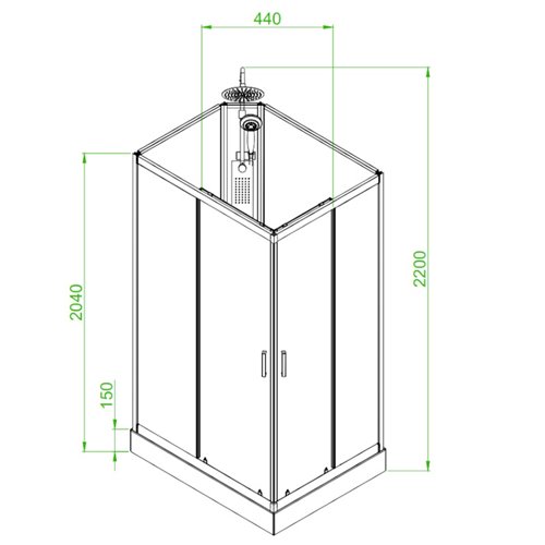 Kabina prysznicowa zabudowana prostokątna profil szczotkowany 100x80 Alma Prawa