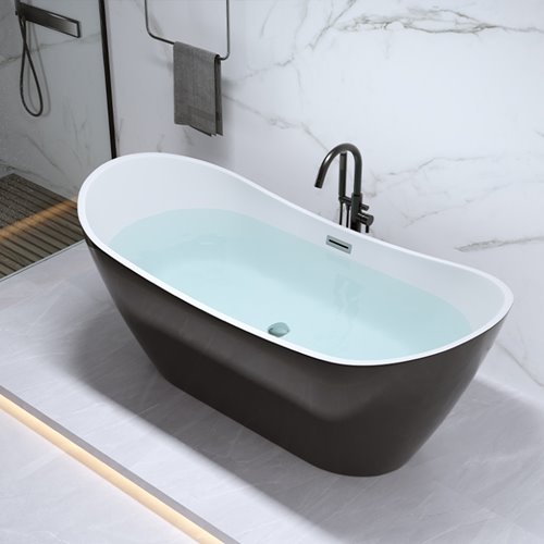 Wanna wolnostojąca czarno biała 160 cm Rica Hydrosan