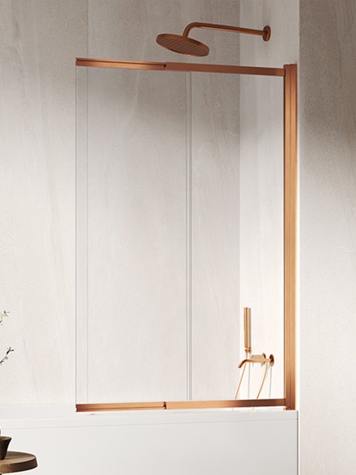 Parawan wannowy rozsuwany miedź szczotkowana 100x150 P-0264 Sensi Copper Brushed New Trendy