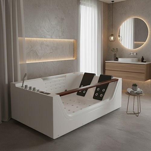 Wanna z hydromasażem prostokątna podgrzewacz wody 180x120 cm Imperia 610