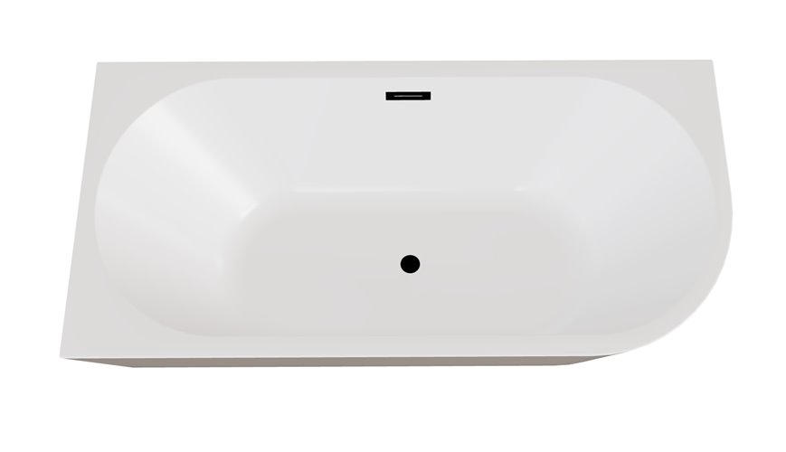 Wanna przyścienna czarno-biała narożna lewa syfon z przelewem czarny 170 cm Zoya B&W Besco WAS-170ZBLC