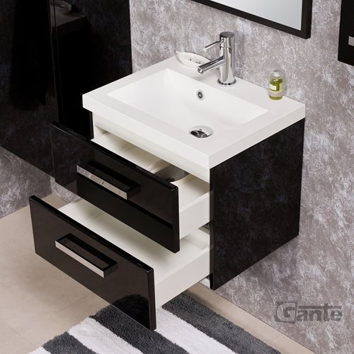 Szafka wisząca kolor czarny z umywalką 50/39/2 seria Fokus C