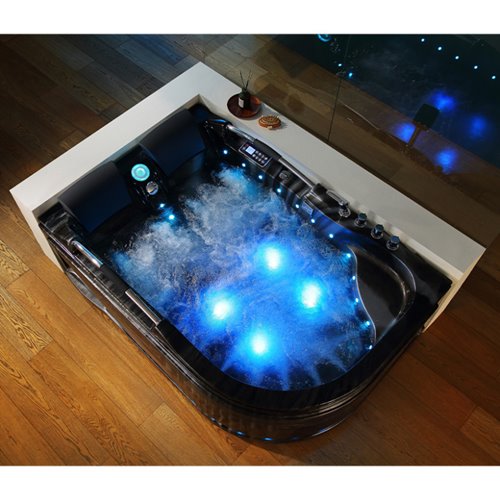 Czarna wanna z hydromasażem Venezia 761 Fala 180x120 lewa