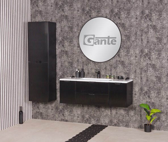 Szafka łazienkowa z umywalką wisząca szklane fronty czarny mat 120 cm Bravia Gante