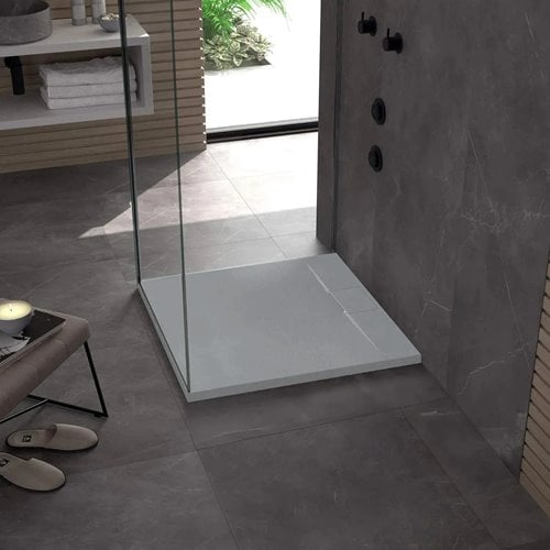Brodzik kwadratowy szary struktura kamienia smc 90x90 Bazalt Grey Rea