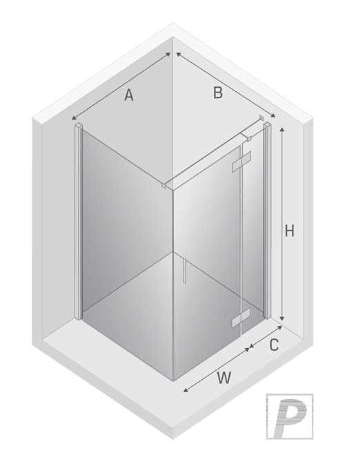 Kabina prysznicowa uchylna prawa kolor czarny mat 120x80 cm K-3751 New Trendy Nesta Black