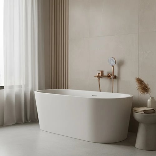 Bateria wannowa natynkowa miedź szczotkowana Rea Drop