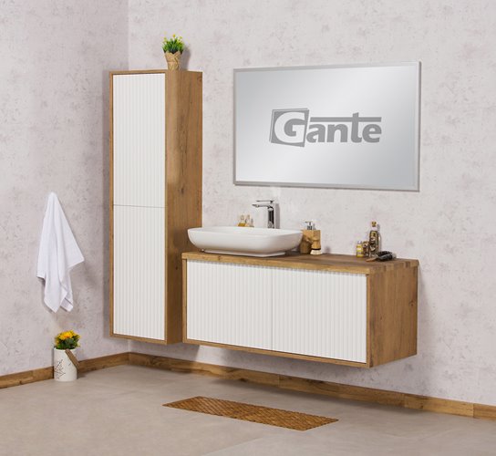 Szafka łazienkowa wisząca z umywalką dąb naturalny/biały mat 120 cm Venus Gante