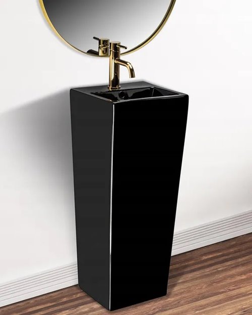 Czarna umywalka wolnostojąca ceramiczna Kamila Rea