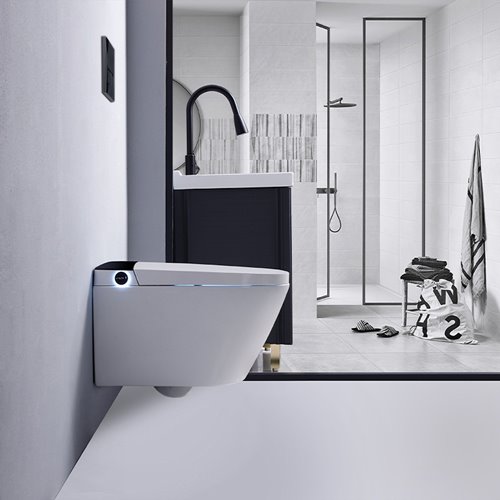 Zestaw podtynkowy wc stelaż + miska automatyczna myjąca przycisk czarny Drop