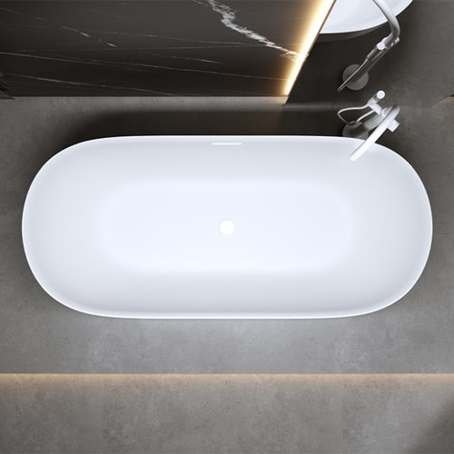 Wanna wolnostojąca 150 cm biały korek oraz przelew Cesana Hydrosan