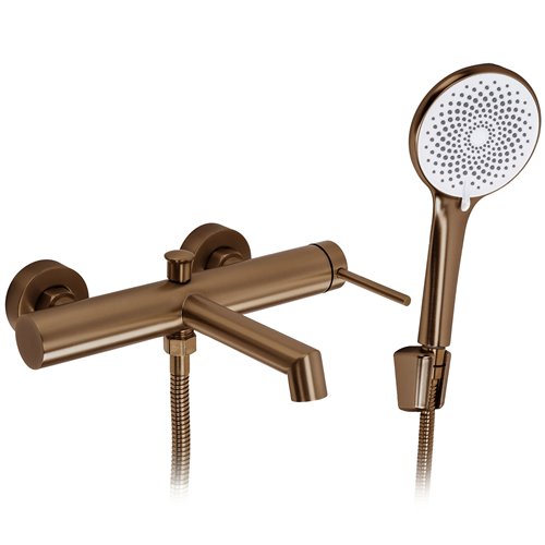 Miedź szczotkowana bateria wannowa Foss Rea