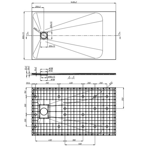 Szary brodzik prysznicowy prostokątny o strukturze kamienia 140x80 cm Riko Hydrosan