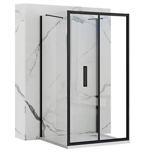 Czarna kabina prysznicowa przyścienna 90x90 Rapid Fold Rea