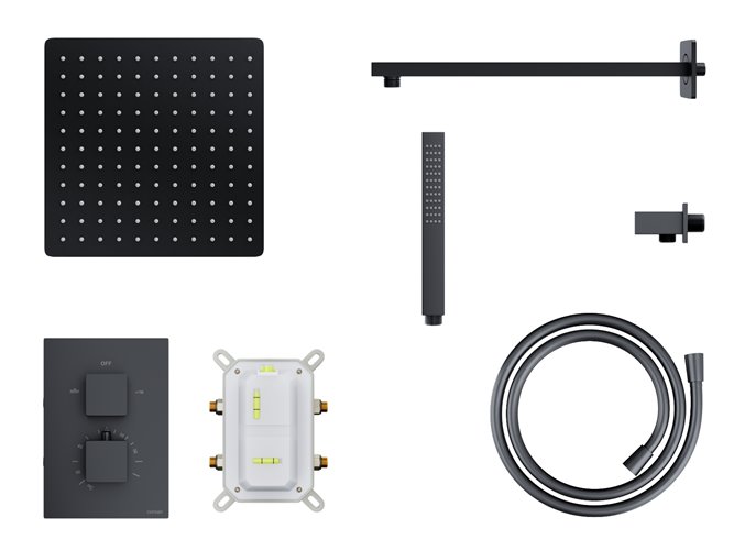 Podtynkowy zestaw prysznicowy termostat kolor czarny ZA25TBL Ango Corsan