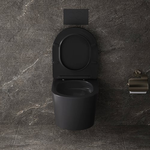 Czarna matowa miska wc wisząca Rimless Elite Tornado ELITE-MTB-03 Hydrosan