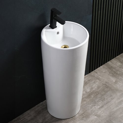 Umywalka wolnostojąca ceramiczna owalna biała 85x40 cm LINO-WH-400