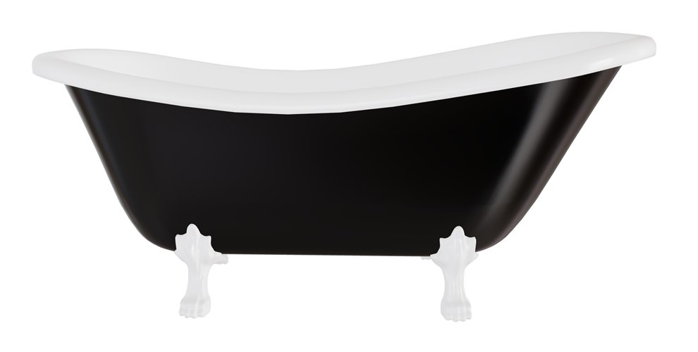 Czarno-biała wanna wolnostojąca 160 nogi białe Otylia B&W Besco WKO-160-BWW