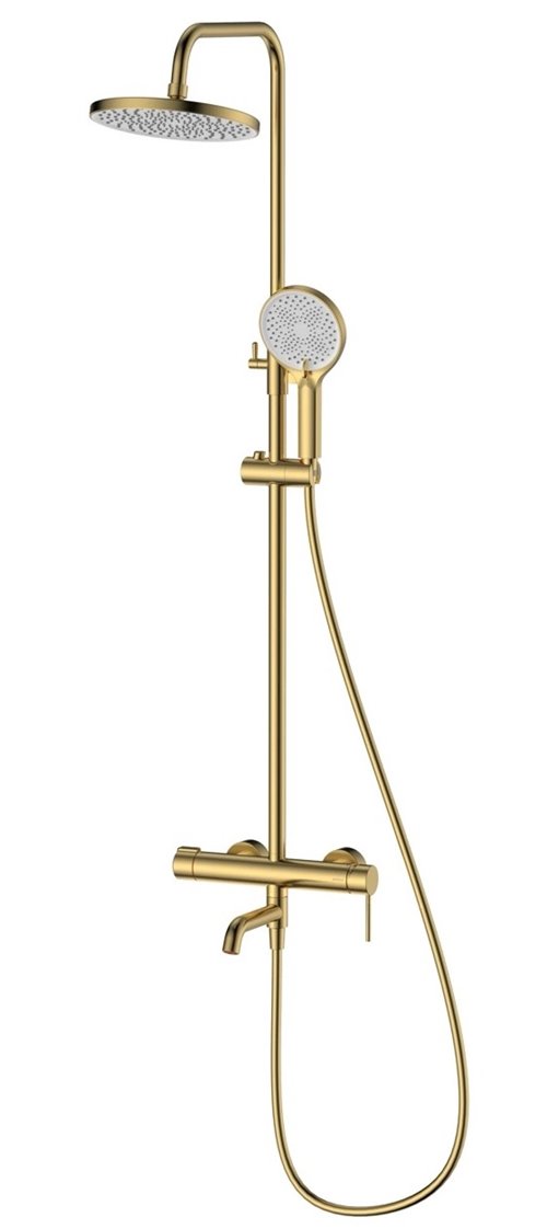 Zestaw prysznicowy natynkowy z wylewką wannową złoty szczotkowany Ultimate ADUL6312H1 Avapax