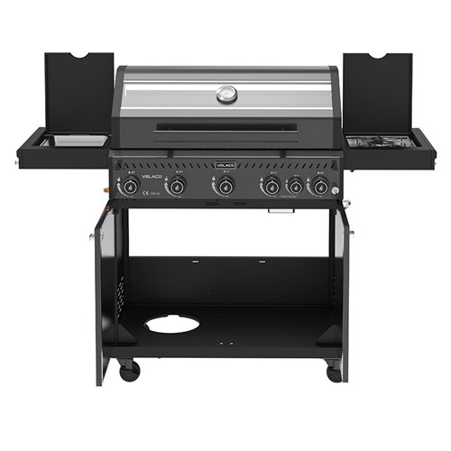 Grill gazowy ZEUS-D kolor czarny ruszt żeliwny moc 17,5 kW + pokrowiec + palnik boczny + LED