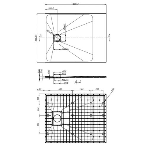 Czarny brodzik prysznicowy prostokątny o strukturze kamienia 100x80 cm Riko Hydrosan