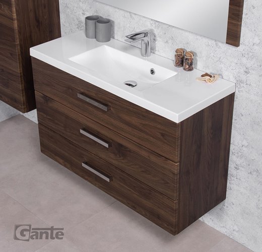 Szafka łazienkowa wisząca z umywalką 100 cm 39/3 Fokus kolor orzech