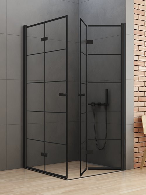 Kabina prostokątna składana 80x90 D-0287A/D-0290A New Soleo Black New Trendy