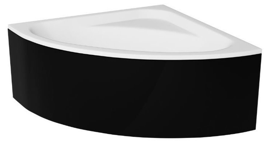 Czarno-biała wanna symetryczna narożna z obudową 148x148 cm Luksja Besco