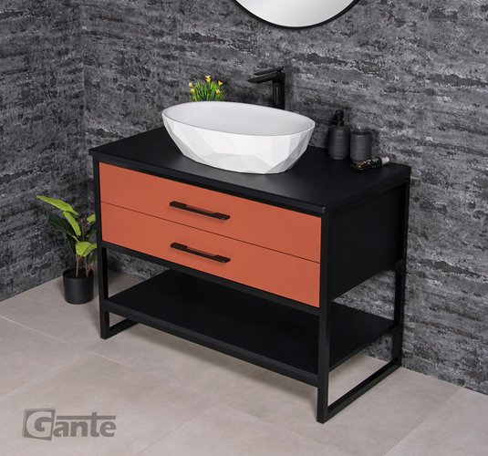 Szafka stojąca z białą umywalką kolor ceglasty loft 100 cm seria New York