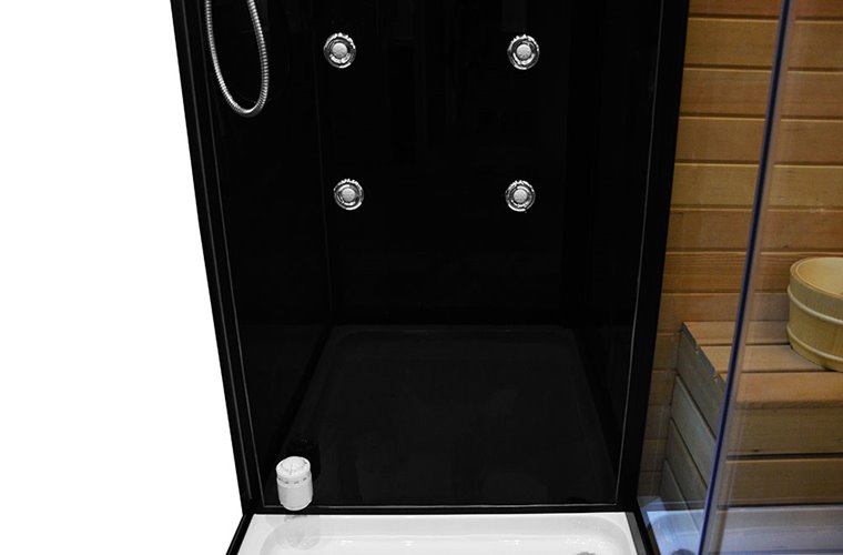 Sauno kabina prysznicowa prostokątna czarna 180x110 cm MO-1752B PRAWA TRIO