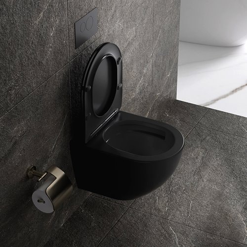 Czarna matowa miska wc wisząca Rimless Nero Tornado NERO-MTB-03 Hydrosan