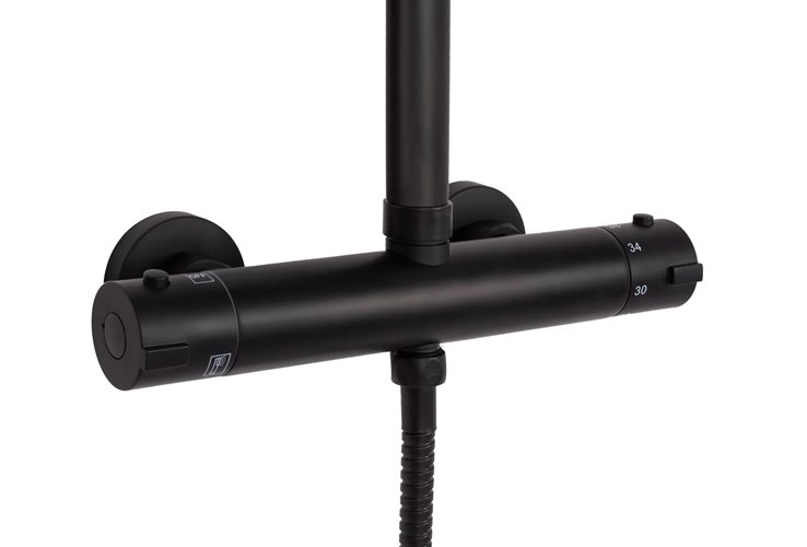 Czarny zestaw prysznicowy z termostatem Tom Rea