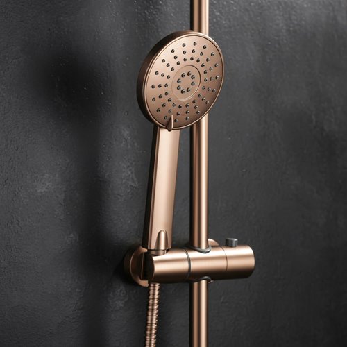 Miedź szczotkowana zestaw prysznicowy z wylewką Luis Rea
