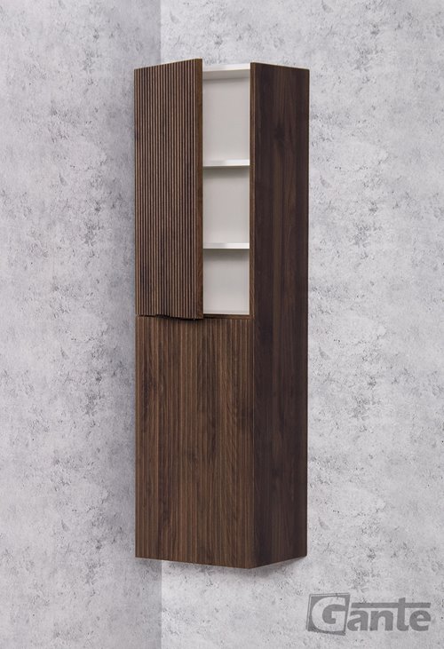 Słupek łazienkowy z lamelami wiszący z koszem 143,5x40 Victa Lamello kolor orzech