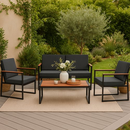 Zestaw mebli ogrodowych metalowych stół, sofa oraz fotele Carter zdjęcie 3