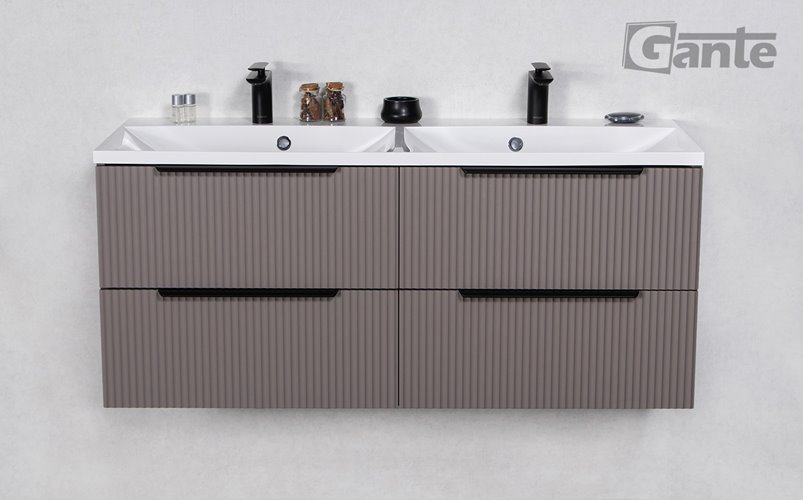 Szafka łazienkowa frezowana wisząca z umywalką 120 cm 46/4 Sydney kolor taupe