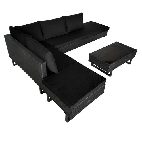 Zestaw mebli ogrodowych z technorattanu narożnik tarasowy Lime czarny