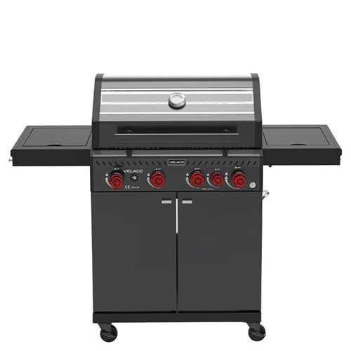 Grill gazowy ZEUS-C kolor czarny ruszt żeliwny moc 14,5 kW + pokrowiec + palnik boczny + LED