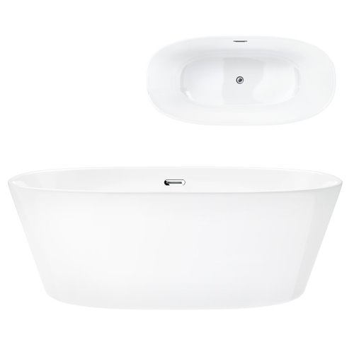 Wanna akrylowa, wolnostojąca Salina Corsan 160 cm korek klik-klak chrom