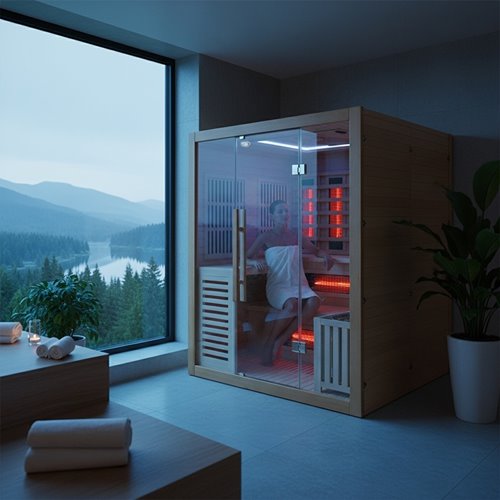 Sauna Combo na podczerwień + fińska 4-osobowa 160x160 cm Helsi3 6KW