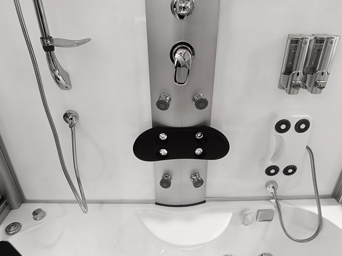 Biała Prostokątna kabino wanna z hydromasażem 165x85 cm MO-09944B-165