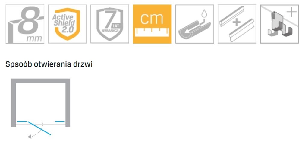 Drzwi prysznicowe uchylne 130 cm lewe EXK-0146 Eventa New Trendy