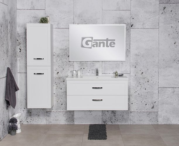 Biała matowa szafka łazienkowa wisząca z umywalką 100 cm 46/2 Meiva