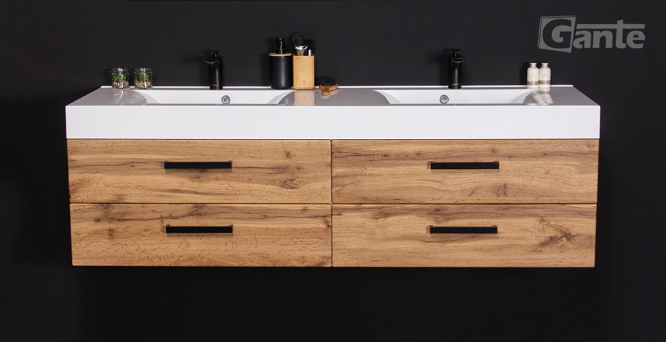 Szafka wisząca z umywalką 160 cm kolor dąb naturalny 50/4 NELA seria Fokus Loft Gante