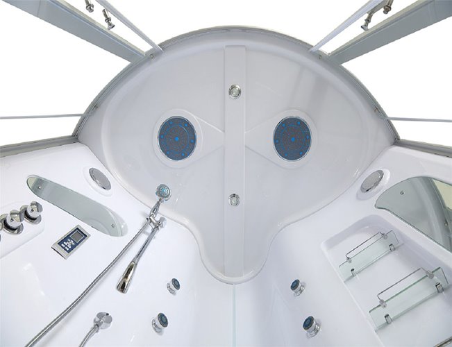 Duża wanno kabina Spa z hydromasażem + sauna parowa 155x155 cm MO-0543