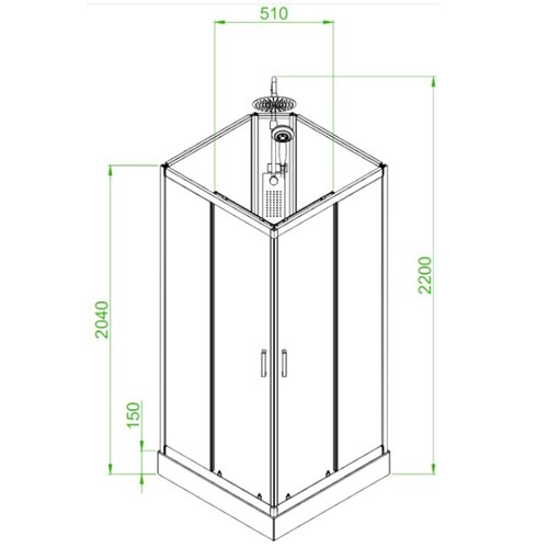 Kabina prysznicowa zabudowana kwadratowa 100x100 cm profil szczotkowany LISA