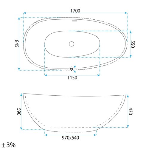 Wanna ryflowana owalna 170 cm Carmen Rea zdjęcie 12